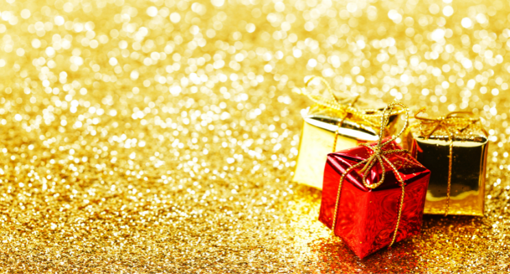 presents in a glitter background